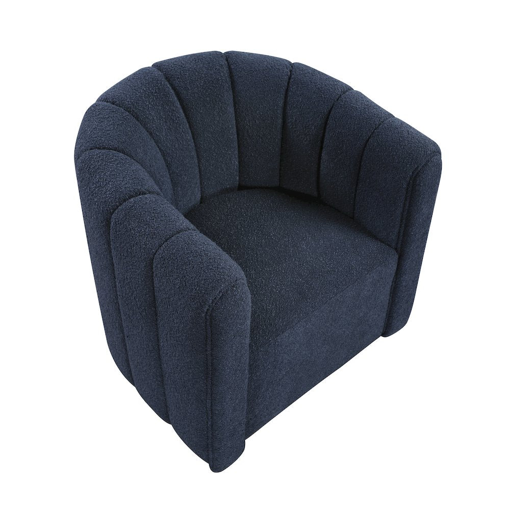 Essex Boucle Swivel Chair with Ottoman in Blue