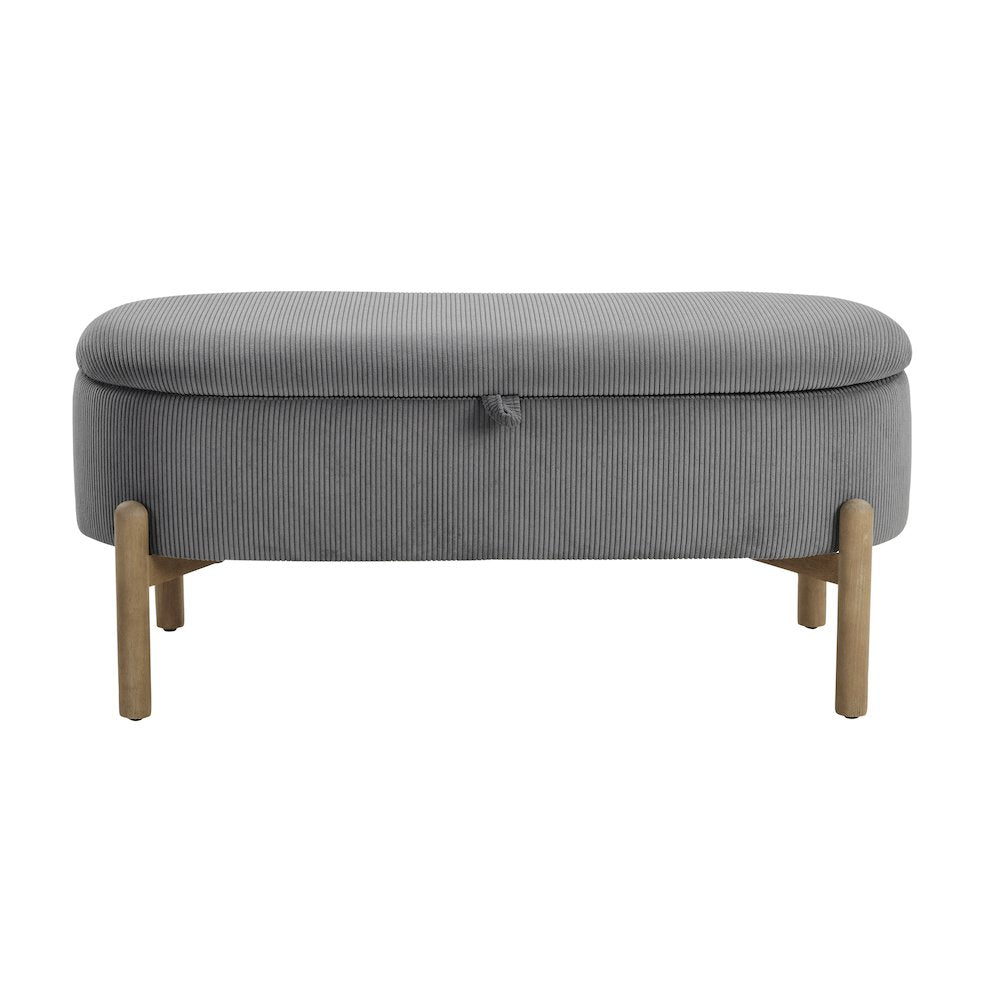 Mavis Corduroy Lift Top Storage Bench in Gray