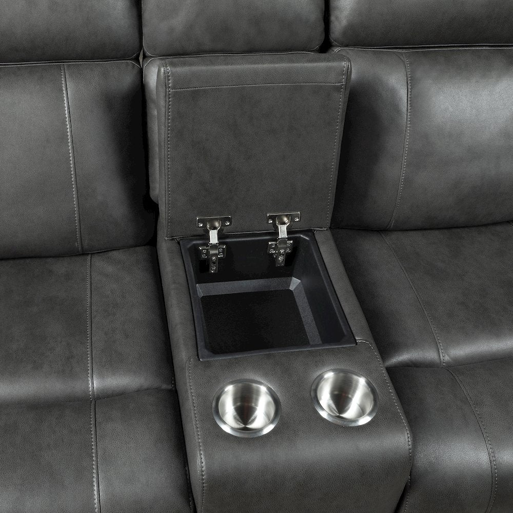 Kellen Microfiber 2pc Set: Sofa, Love in Smoky Gray