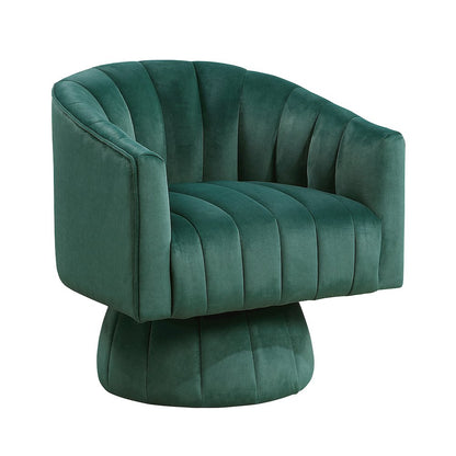 Lonita Velvet Swivel Chair in Dark Green