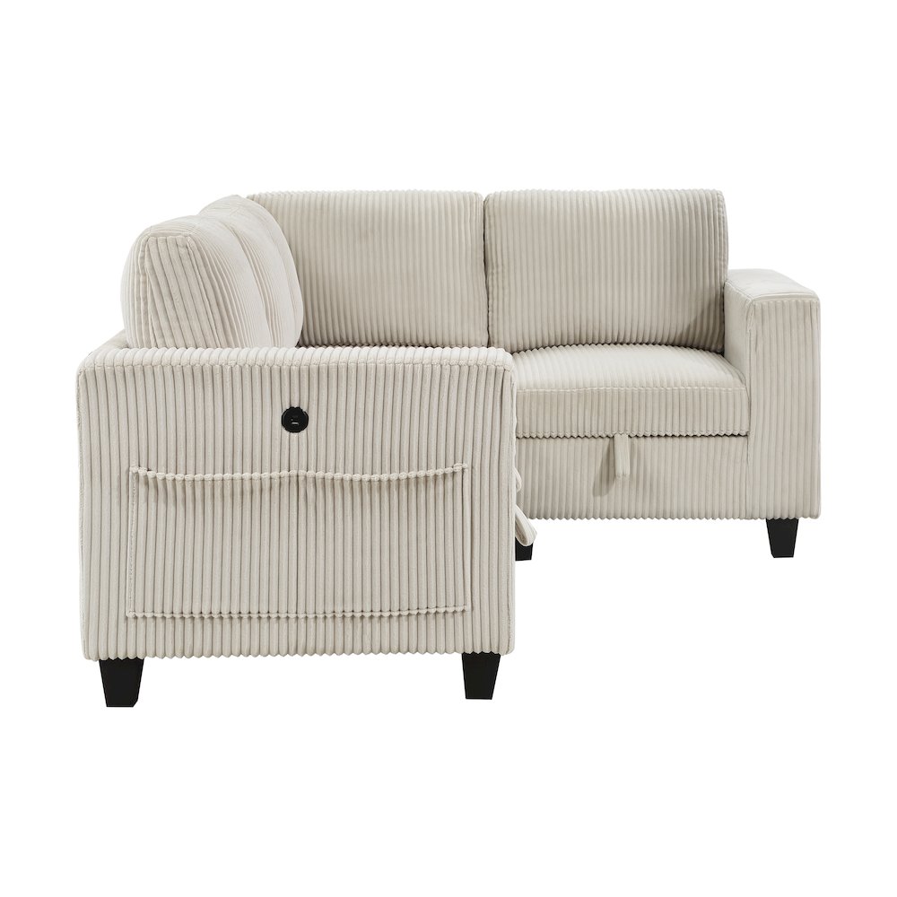 Walterboro Corduroy 4-Piece Sectional with Storage in Beige