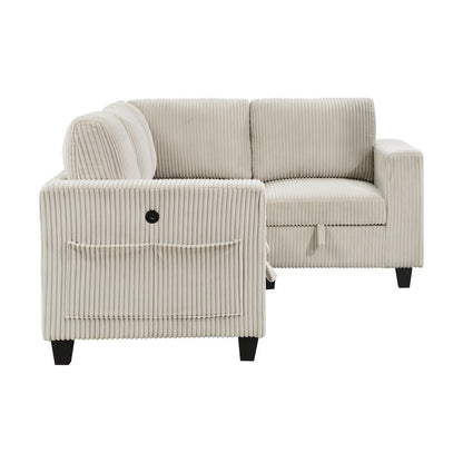 Walterboro Corduroy 4-Piece Sectional with Storage in Beige