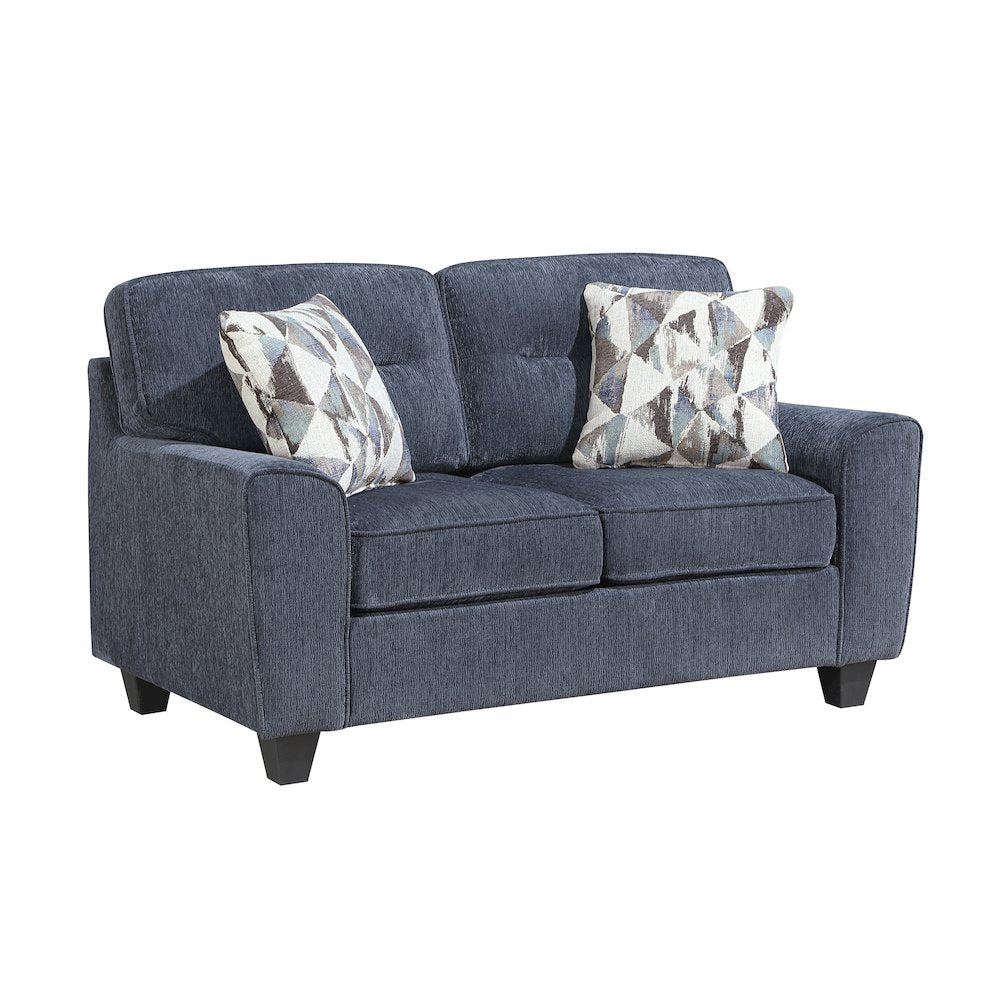 Bennett Chenille 2pc Set: Sofa, Love in Blue