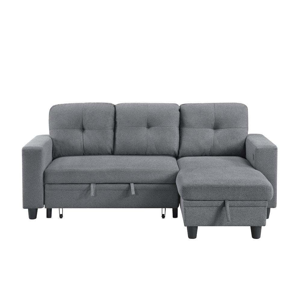 Robinson Boucle Sectional with Reversible Chaise, Pull-out Bed in Gray