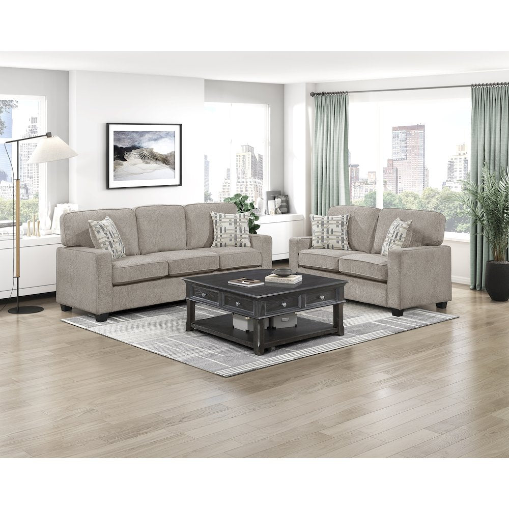 Frances Chenille Love Seat in Taupe
