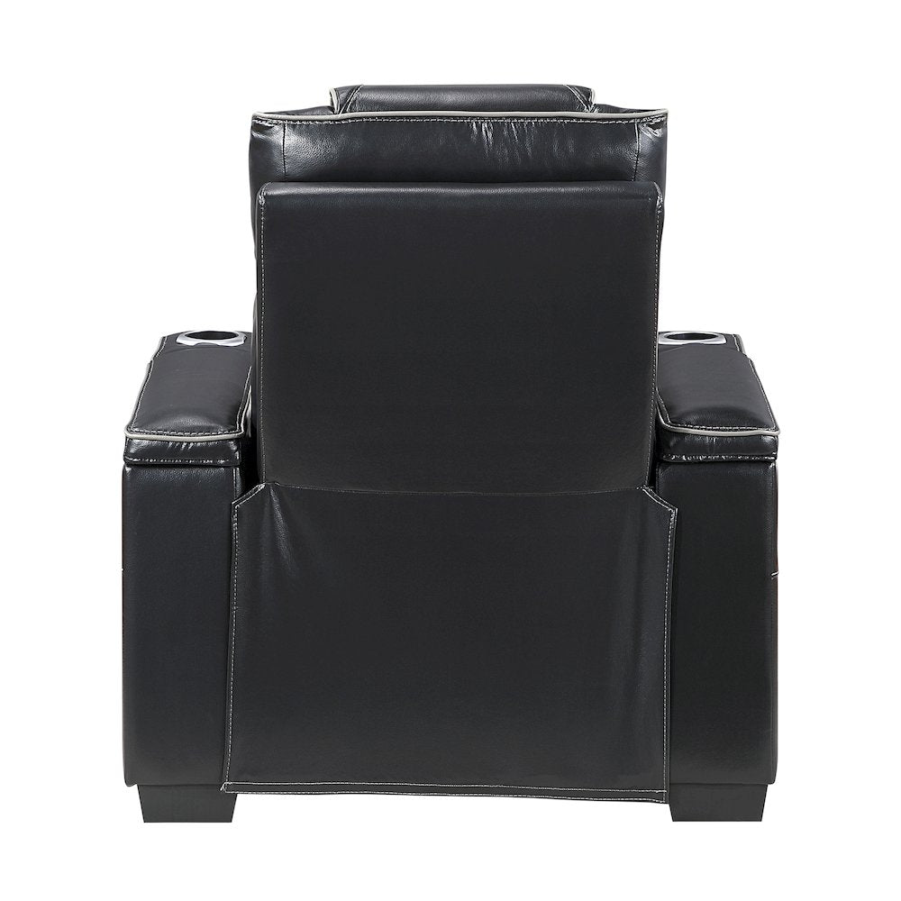 Apex Leather Power Reclining Chair with Power Headrest and Heat in Black