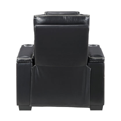 Apex Leather Power Reclining Chair with Power Headrest and Heat in Black
