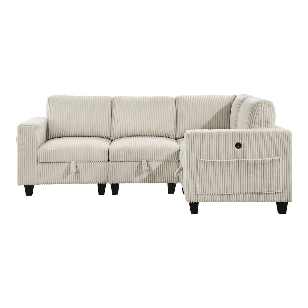 Walterboro Corduroy 4-Piece Sectional with Storage in Beige