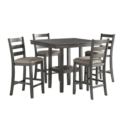 Sharon Wood Veneer Counter Height Dining Table Set (Set of 5) in Gray