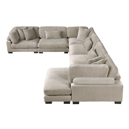 Traverse Corduroy 6-Piece Modular Sectional with chaise in Taupe