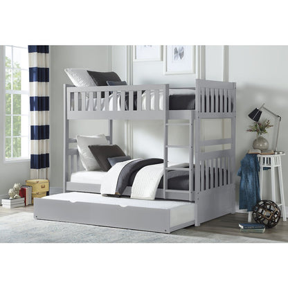 Orion Pine Twin Over Twin Bunk Bed with Trundle Bed in Gray