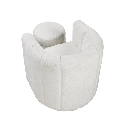 Essex Boucle Swivel Chair with Ottoman in White