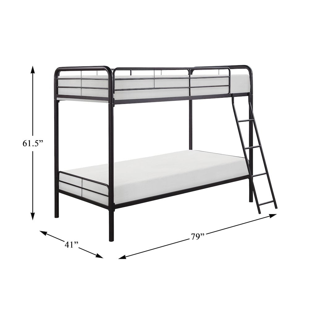 Lunar Metal Twin Over Twin Metal Bunk Bed in Dark Bronze