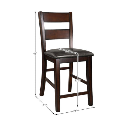 Mantello Wood Counter Height Dining Chair, set of 2 in Dark brown