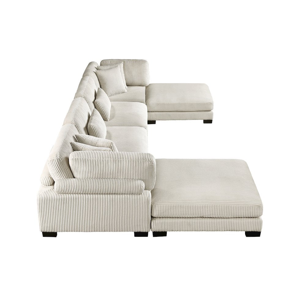 Traverse Corduroy 6-Piece Modular Sectional with Ottomans in Beige