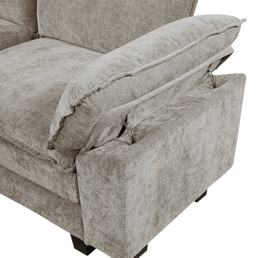 Dublin Chenille 6-Piece Modular Sectional with Ottoman in Dark Pewter