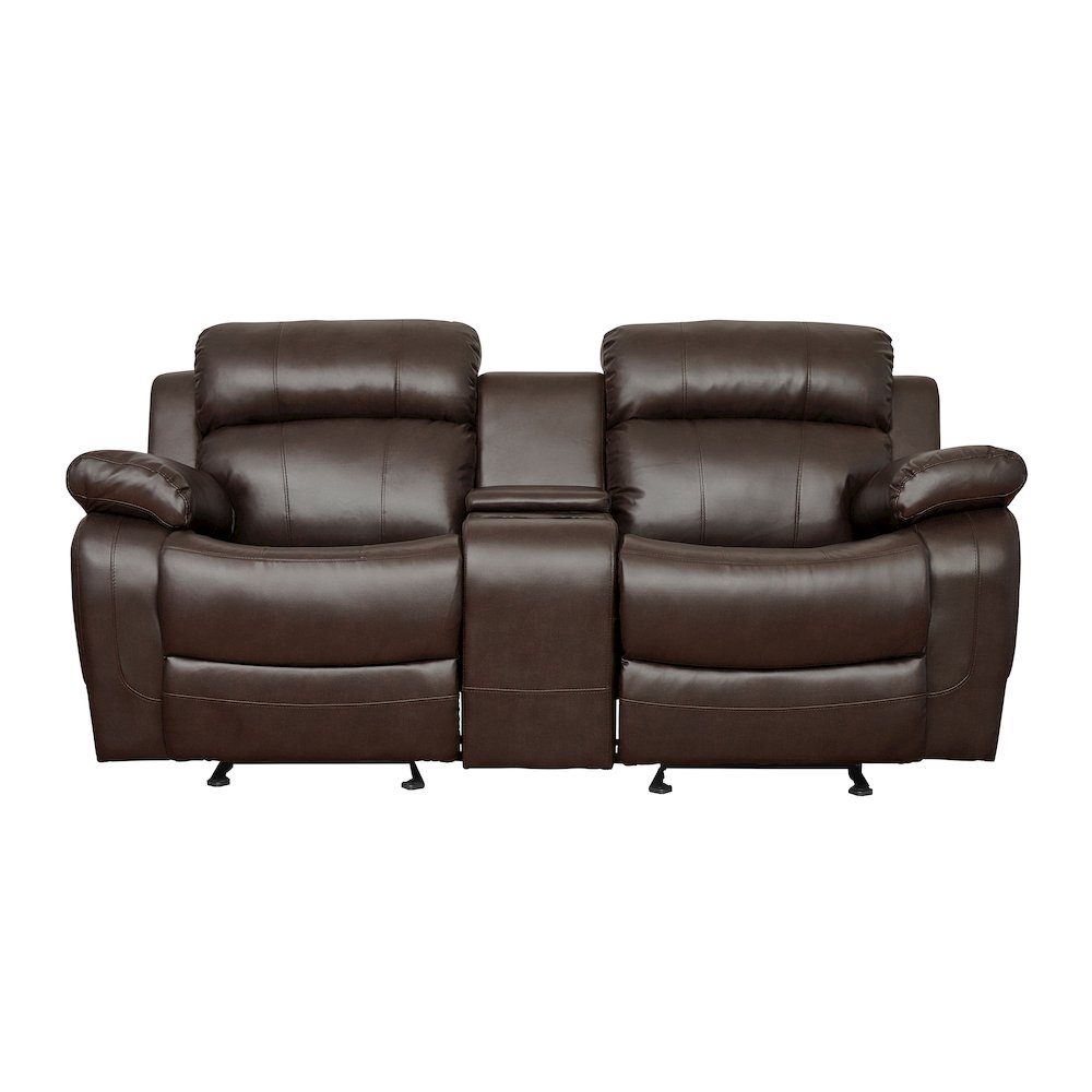 Marille Faux Leather Double Glider Reclining Love Seat in Brown