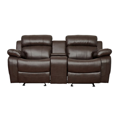 Marille Faux Leather Double Glider Reclining Love Seat in Brown