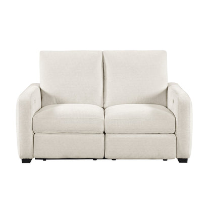 Vera Chenille Power Double Reclining Love Seat in Beige
