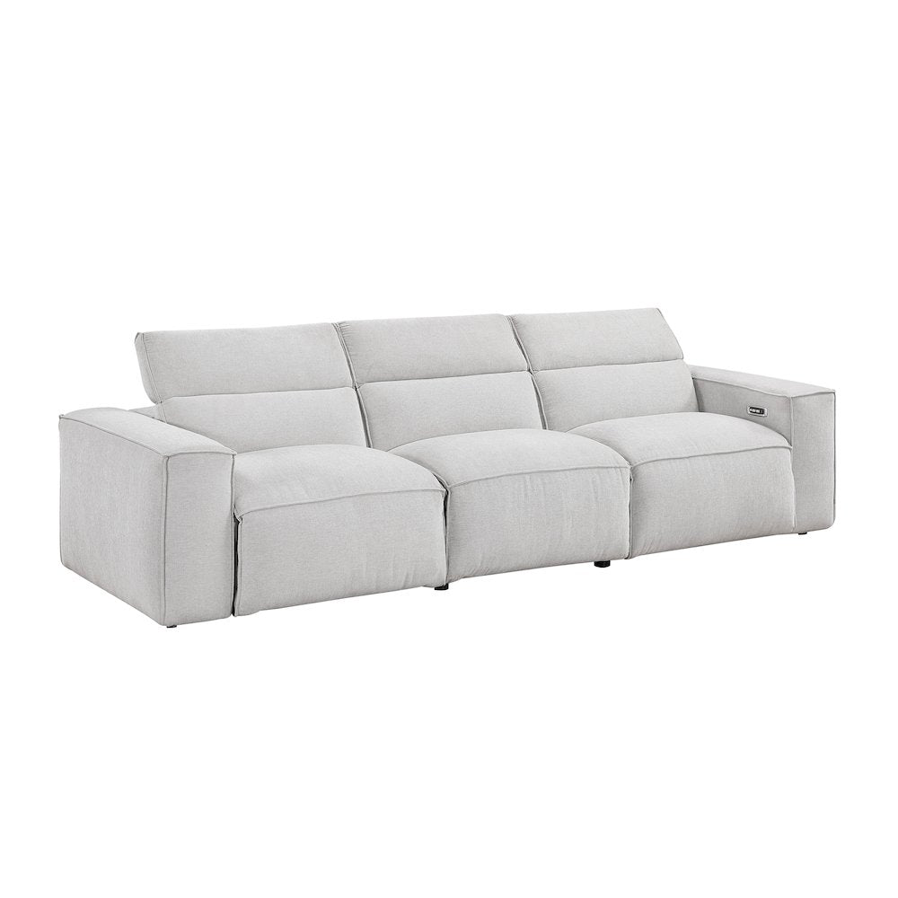 Phoebe Microfiber Power Double Reclining Sofa in Light Gray
