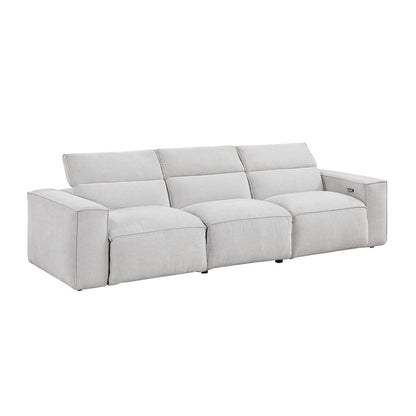 Phoebe Microfiber Power Double Reclining Sofa in Light Gray