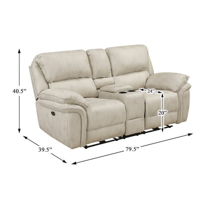 Proctor Microfiber Pwr Dbl Reclining L. Seat with Center Console in Sand