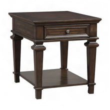 Poplar Wood End Table, Small Side Table for Living Room or Bedroom, Espresso