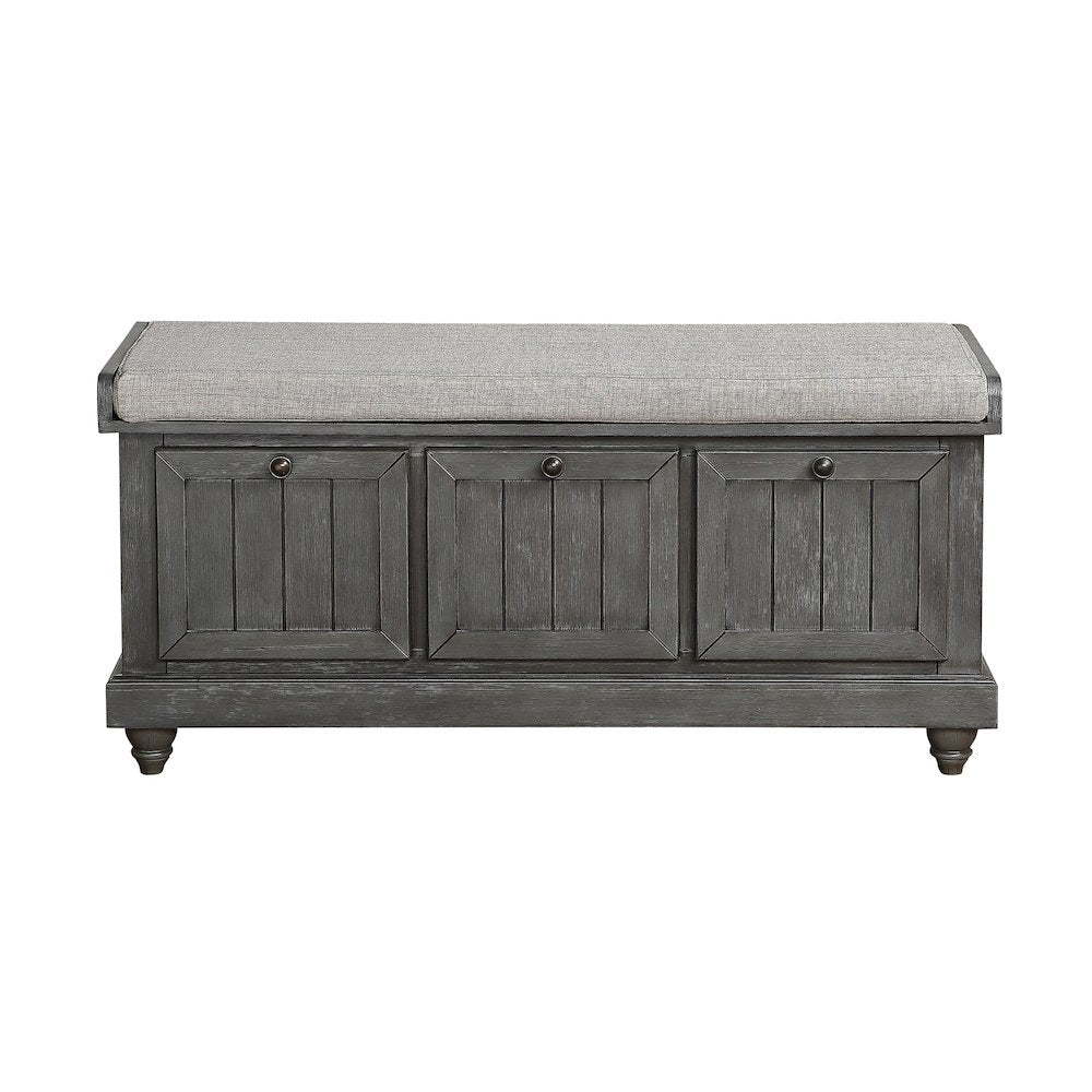 Woodwell Asian Hardwood Storage Bench in Gray