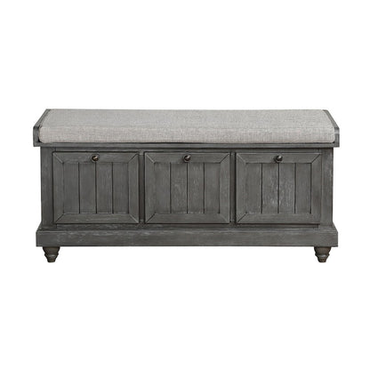 Woodwell Asian Hardwood Storage Bench in Gray