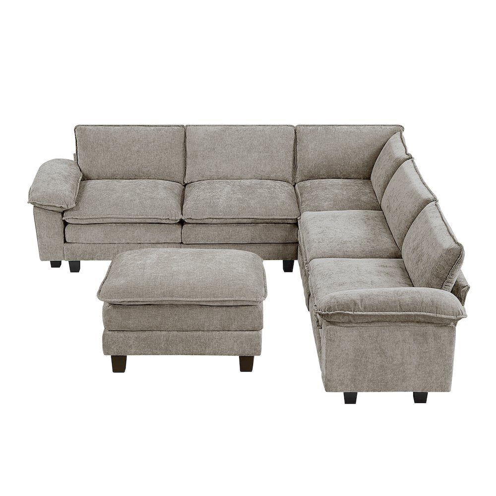 Dublin Chenille 6-Piece Modular Sectional with Ottoman in Dark Pewter