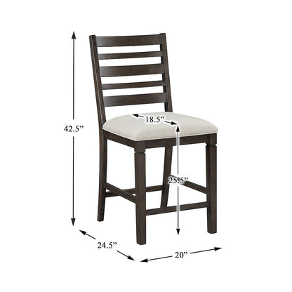 Victoria Asian Hardwood 7pcs Counter Height Dining Set in Dark Espresso