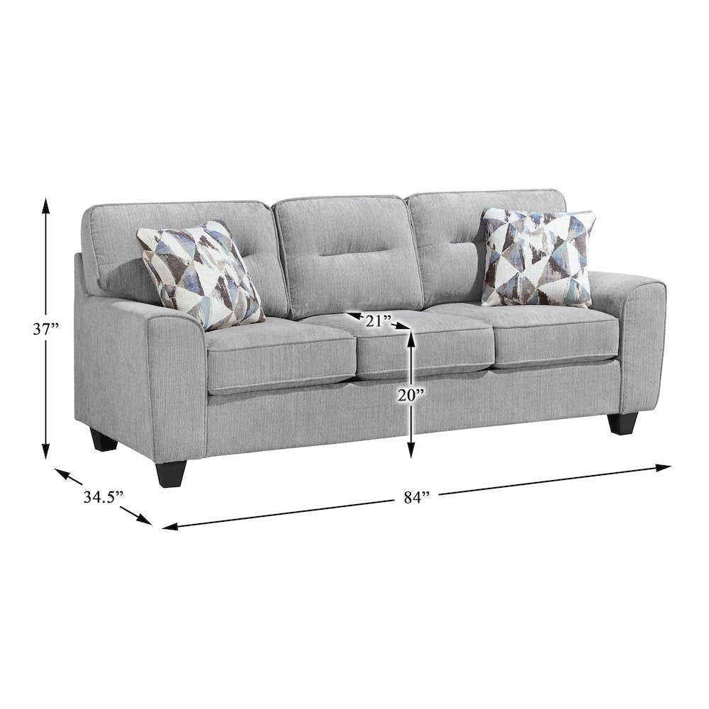 Bennett Chenille 3pc Set: Sofa, Love, Chair in Gray