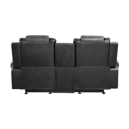 Briscoe F. Leather Dbl Gldr Rclng L.Seat in 2-Tone (L. Gray and D. Gray)