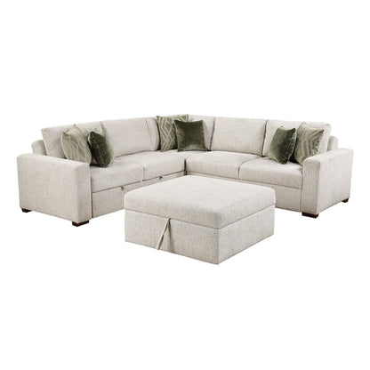 Isla Microfiber 4-Piece Sectional with Pull-out Bed in Sage Sand
