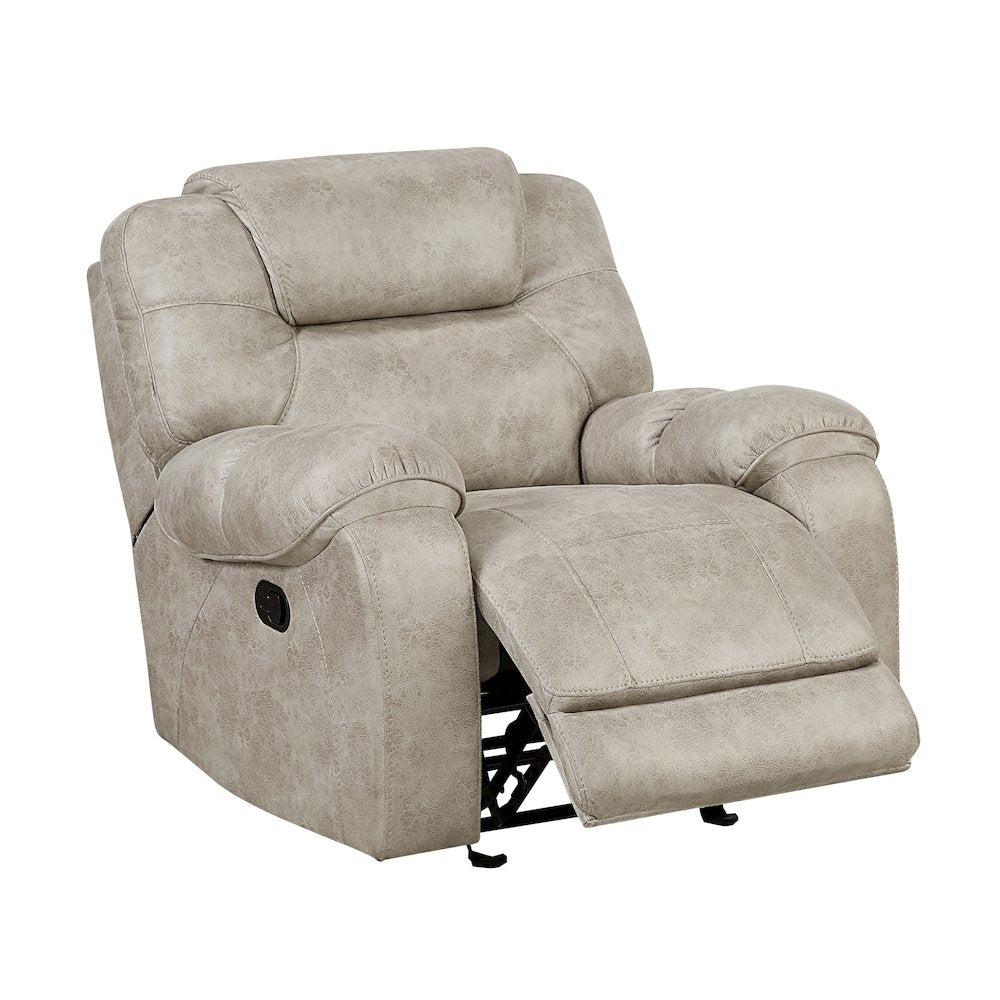 Gainesville Microfiber Glider Reclining Chair in Pewter