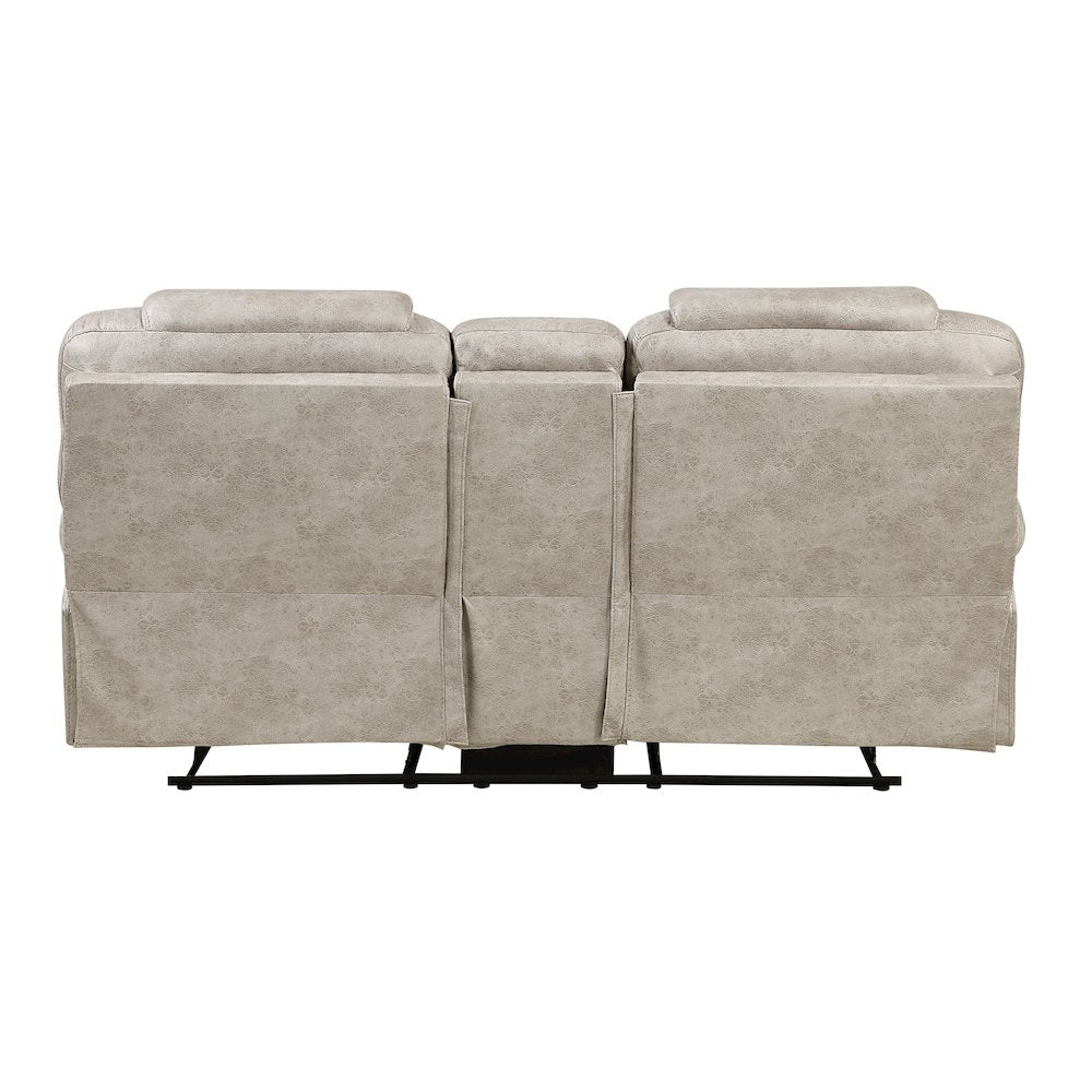 Gainesville Microfiber Dbl Rclng Love Seat with Center Console in Pewter