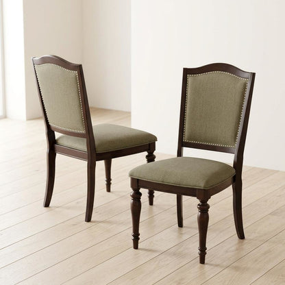 Marston Asian Hardwood High-Back Wood Dining Side Chairs, Dark Cherry, Set of 2