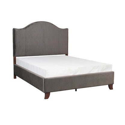 Carlow Asian Hardwood Full Upholstery Bed in Gray