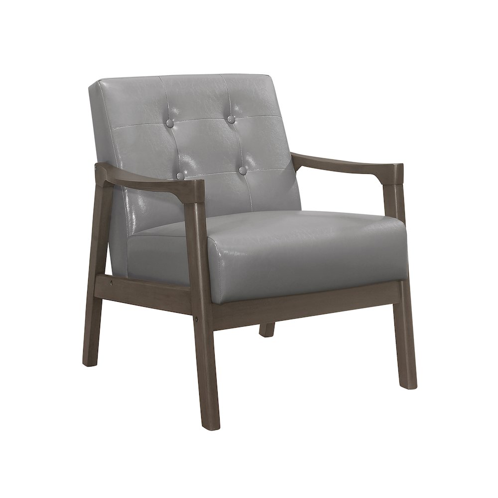 Alby Faux leather Accent Chair in Gray