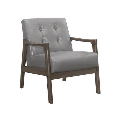 Alby Faux leather Accent Chair in Gray