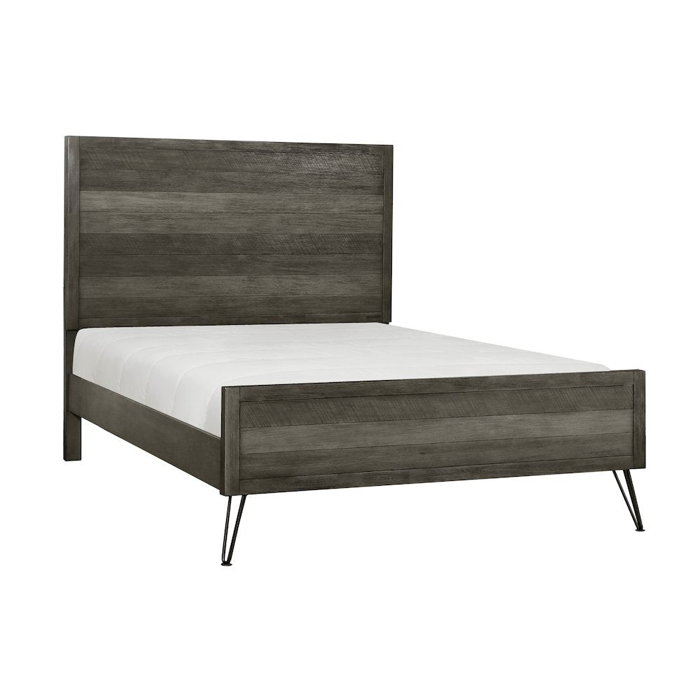 Urbanite Asian Hardwood California King Bed in 3 Tone Gray