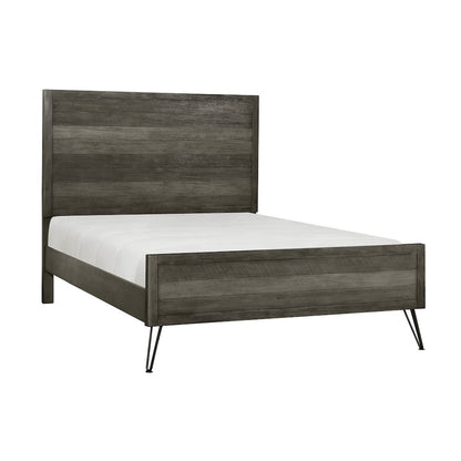Urbanite Asian Hardwood California King Bed in 3 Tone Gray