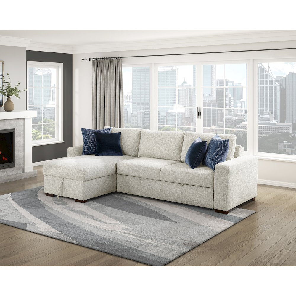 Isla Microfiber 2-Piece Sectional with Reversible Chaise in Beige
