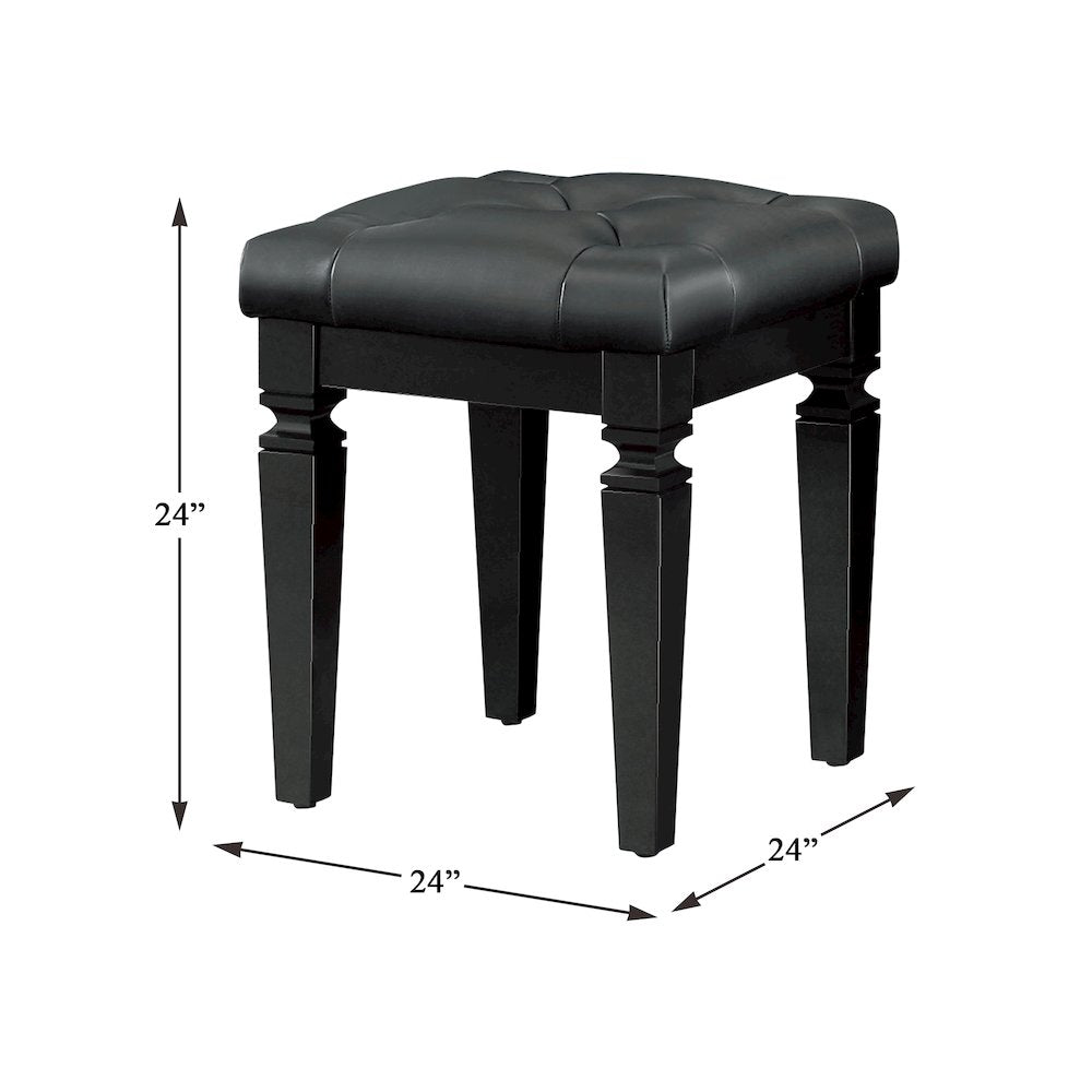 Allura Rubberwood Vanity Stool in Black