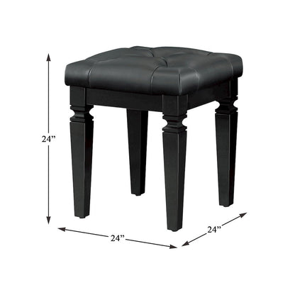 Allura Rubberwood Vanity Stool in Black
