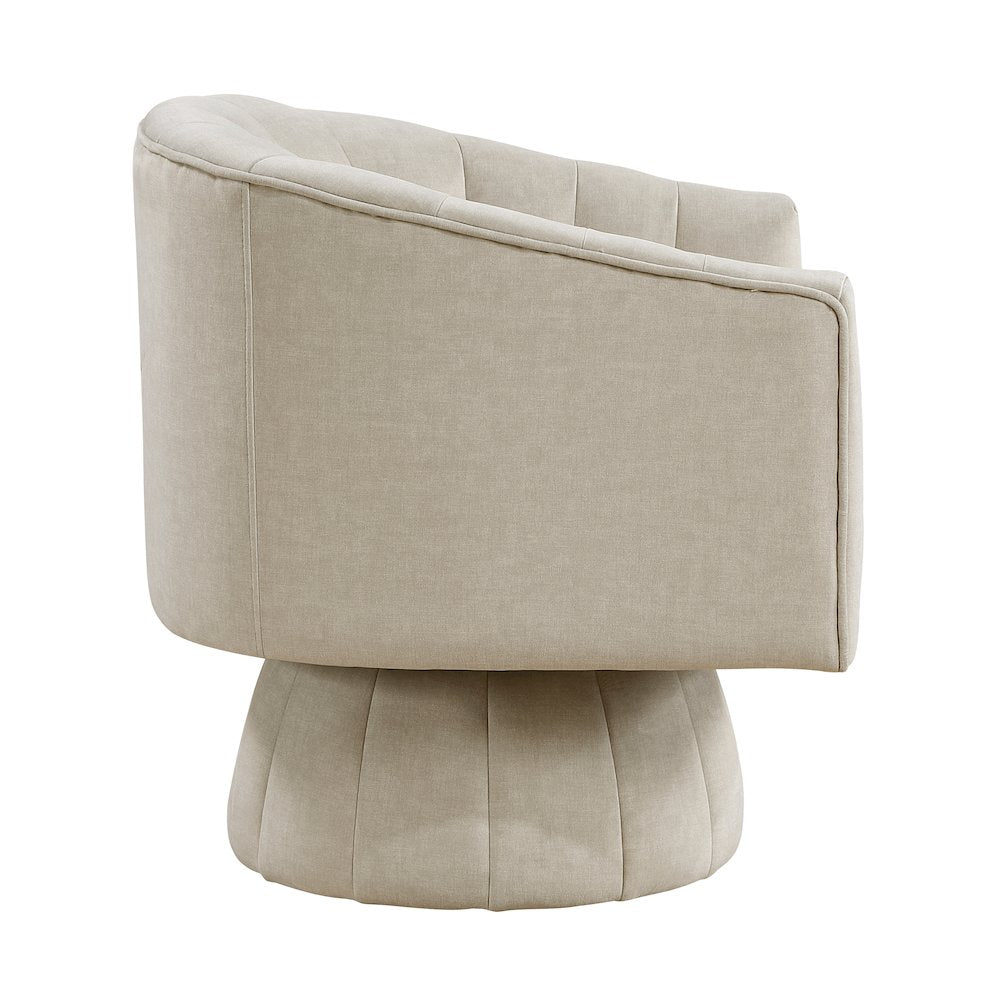 Lonita Velvet Swivel Chair in Taupe