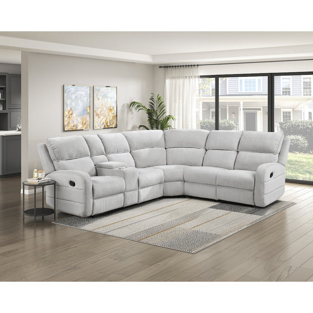 Thorne Chenille 3-Piece Sectional with Left Console in Light Gray