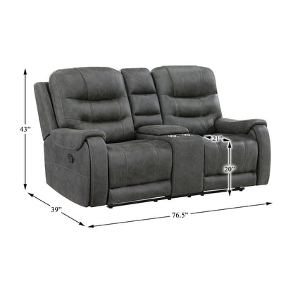 Oberon Microfiber Double Reclining Love Seat in Dark Gray