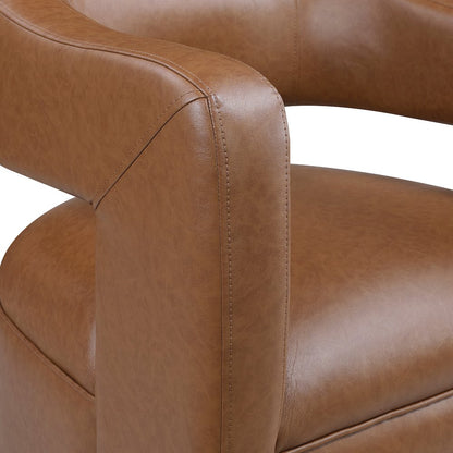 Sawyer Faux Leather Swivel Chair in Camel