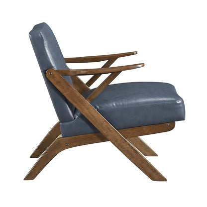 Gideon Faux Leather Accent Chair in Blue